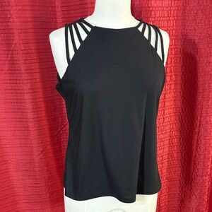AUW Black Strappy Halter Tank Top